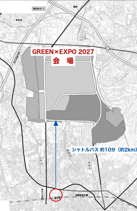 横浜花博 会場と瀬谷駅の位置関係